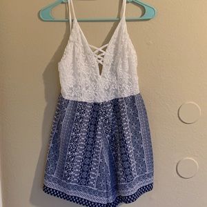 New Blue and white romper